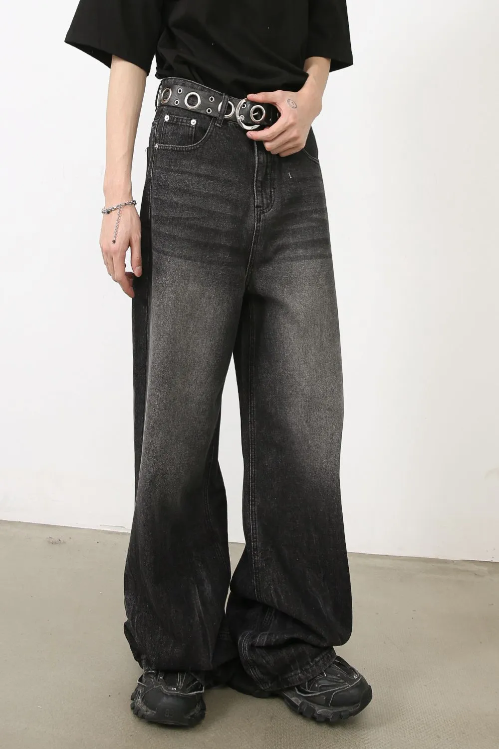 Men's Wide Leg Jeans with Pockets, image 2