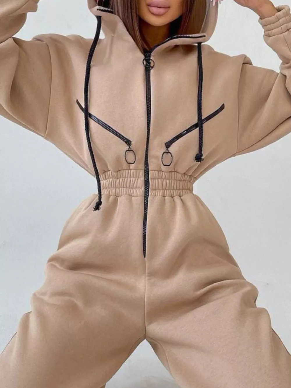 Zip Front Dropped Shoulder Jumpsuit, image 21