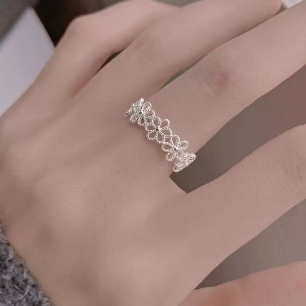 Floral Adjustable Open Ring, image 5