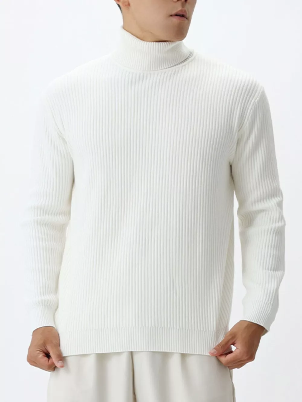 Men's Plus Size Ribbed Knit Turtleneck Sweater, image 10
