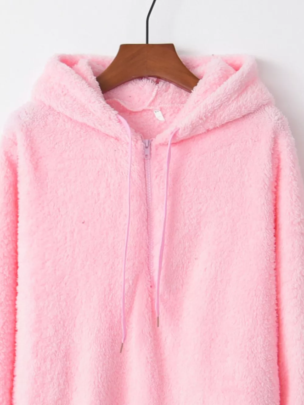Full Size Half Zip Drawstring Fleece Hoodie Plus Size, image 10