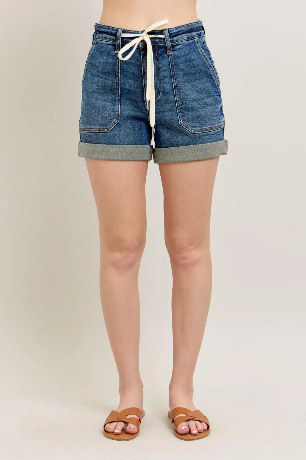 Full Size High Rise Cuff Denim Shorts Plus Size