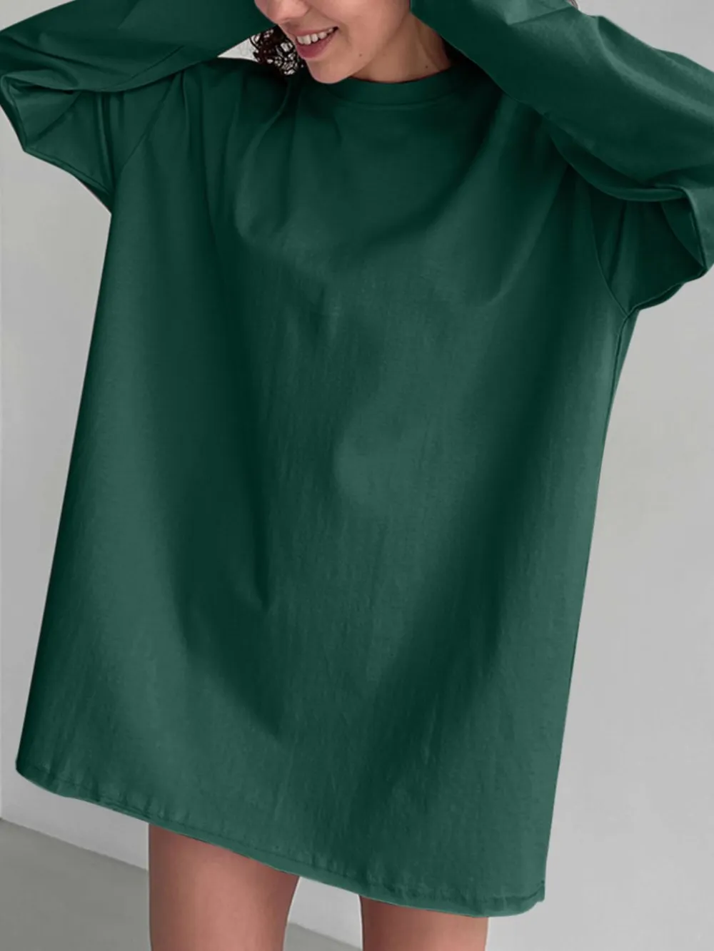 Round Neck Long Sleeve Oversized T-Shirt, image 17