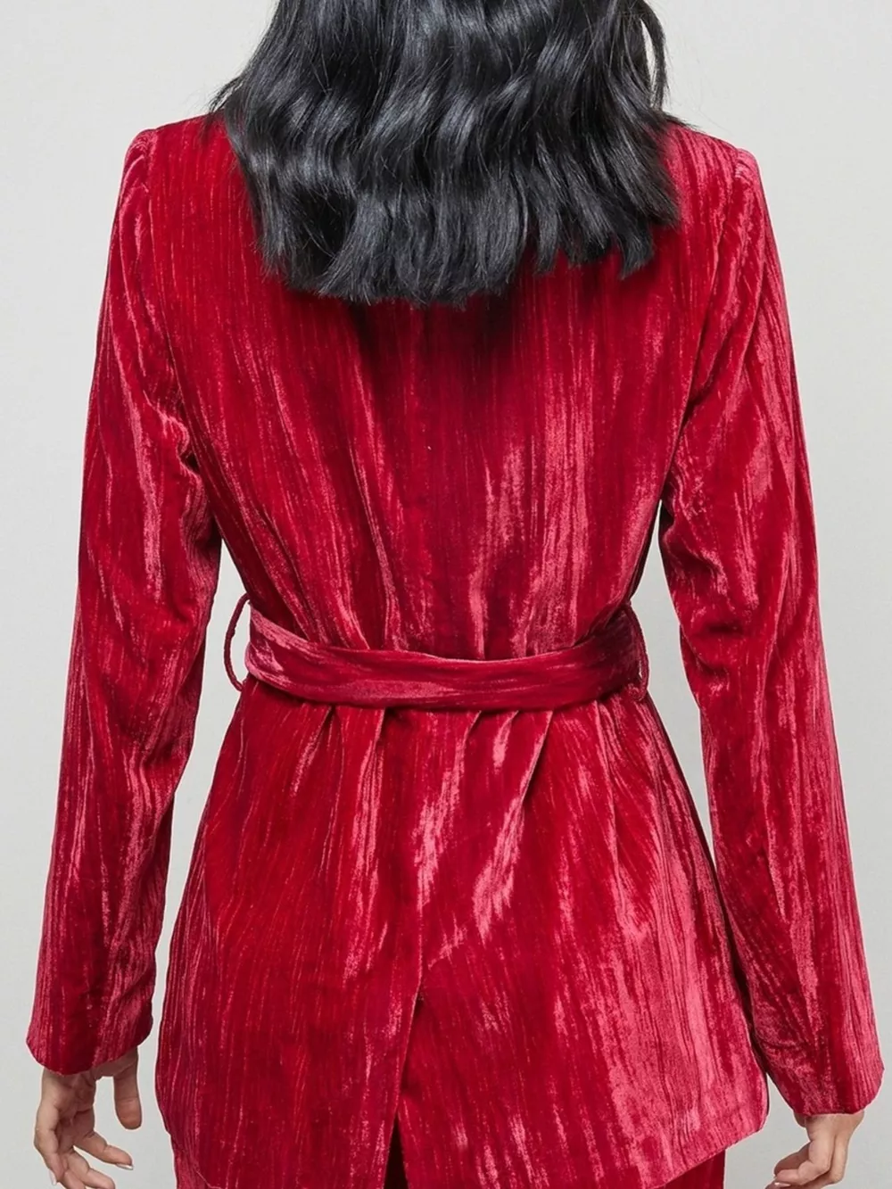Velvet Lapel Collar Blazer & Pants Set, image 3