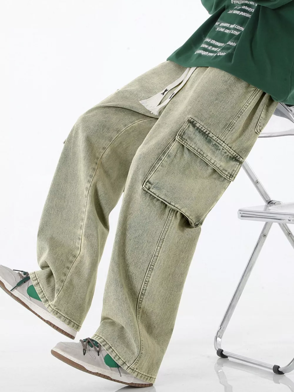 Men's Full Size Wide Leg Cargo Jeans Plus Size, image 10