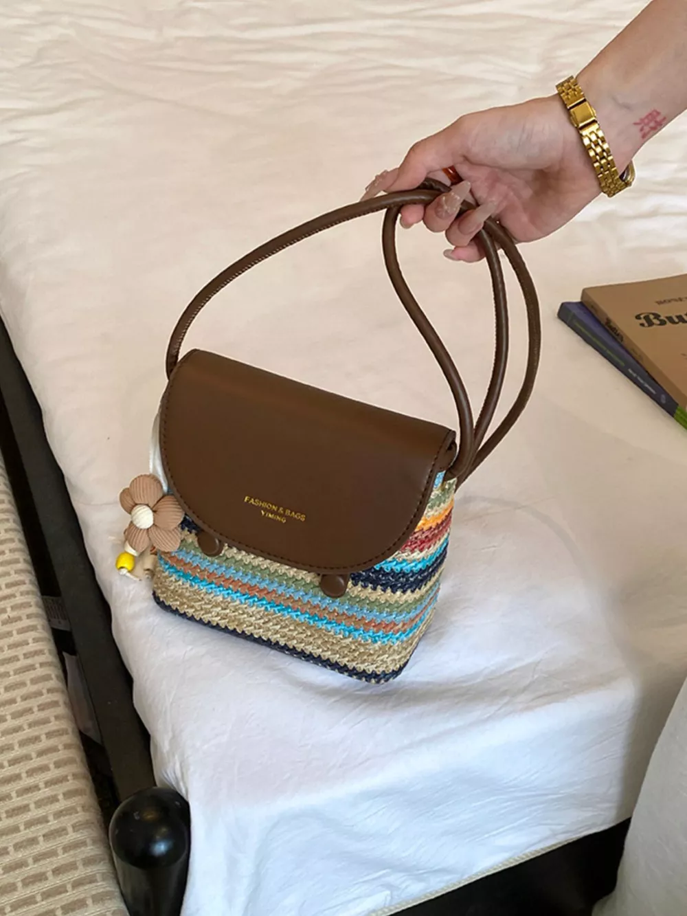 Striped Woven Crossbody Bag, image 10
