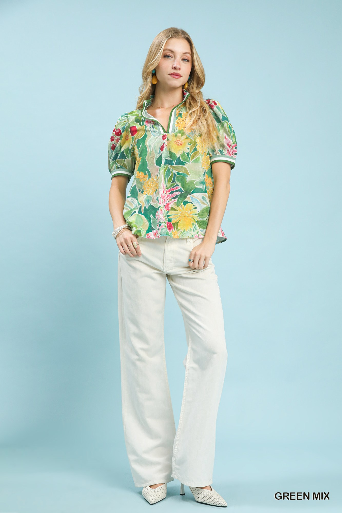Jacquard Bloomscape Print Top, image 5