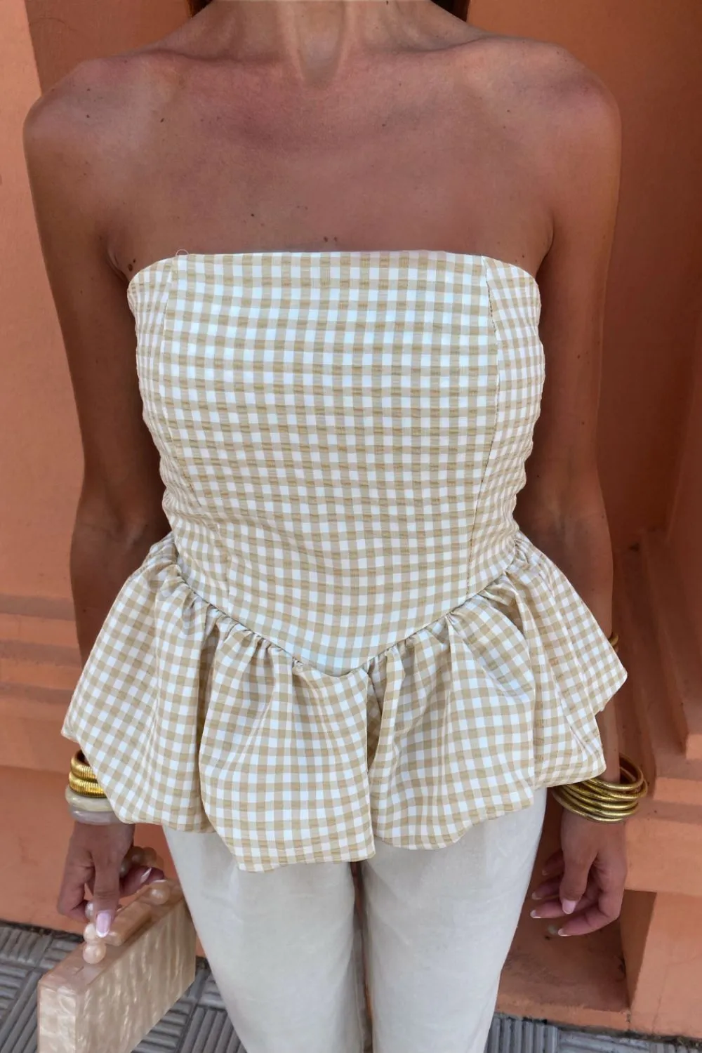 Smocked Back Bubble Hem Tube Top, image 8