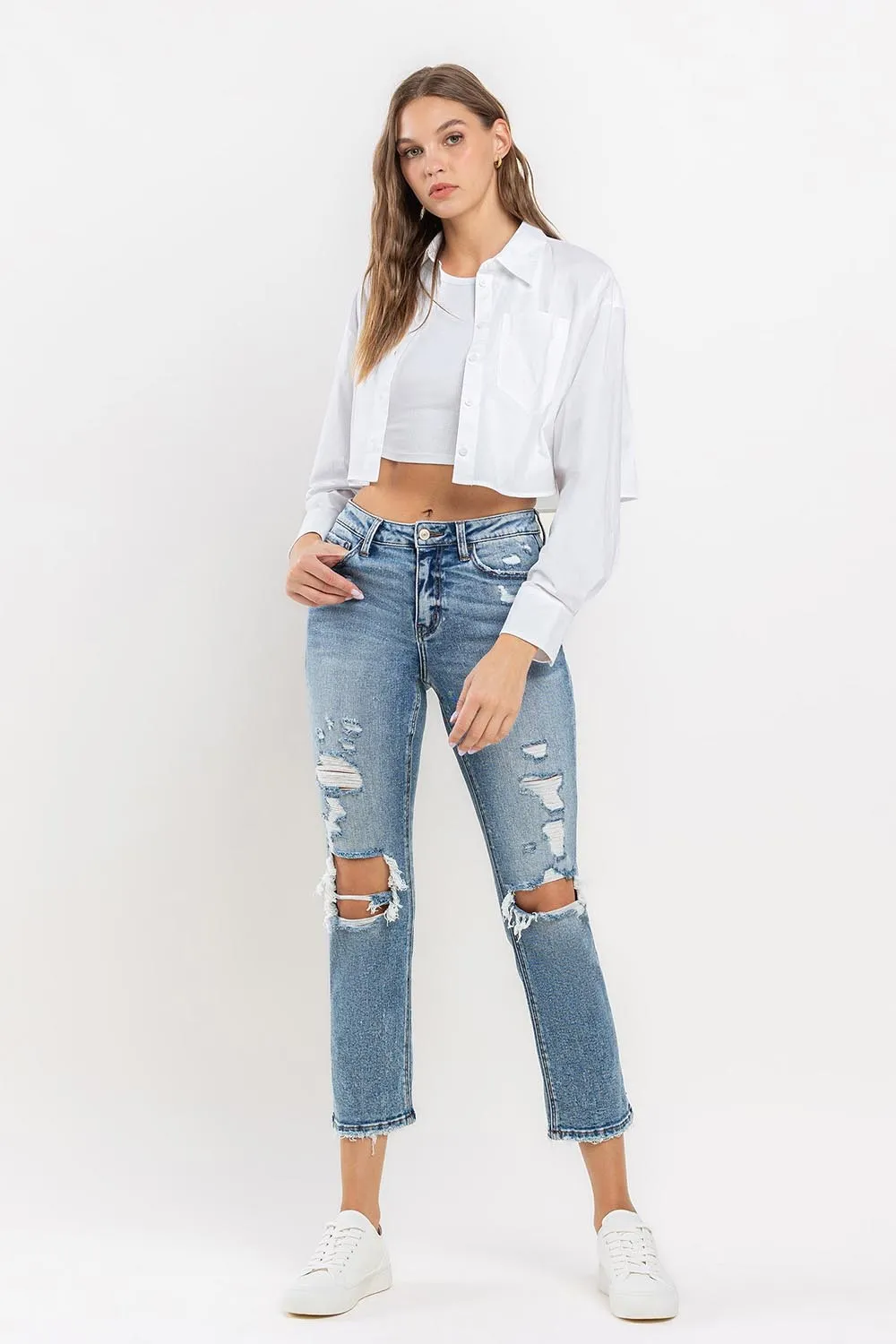 Full Size High Rise Slim Straight Jeans, image 6