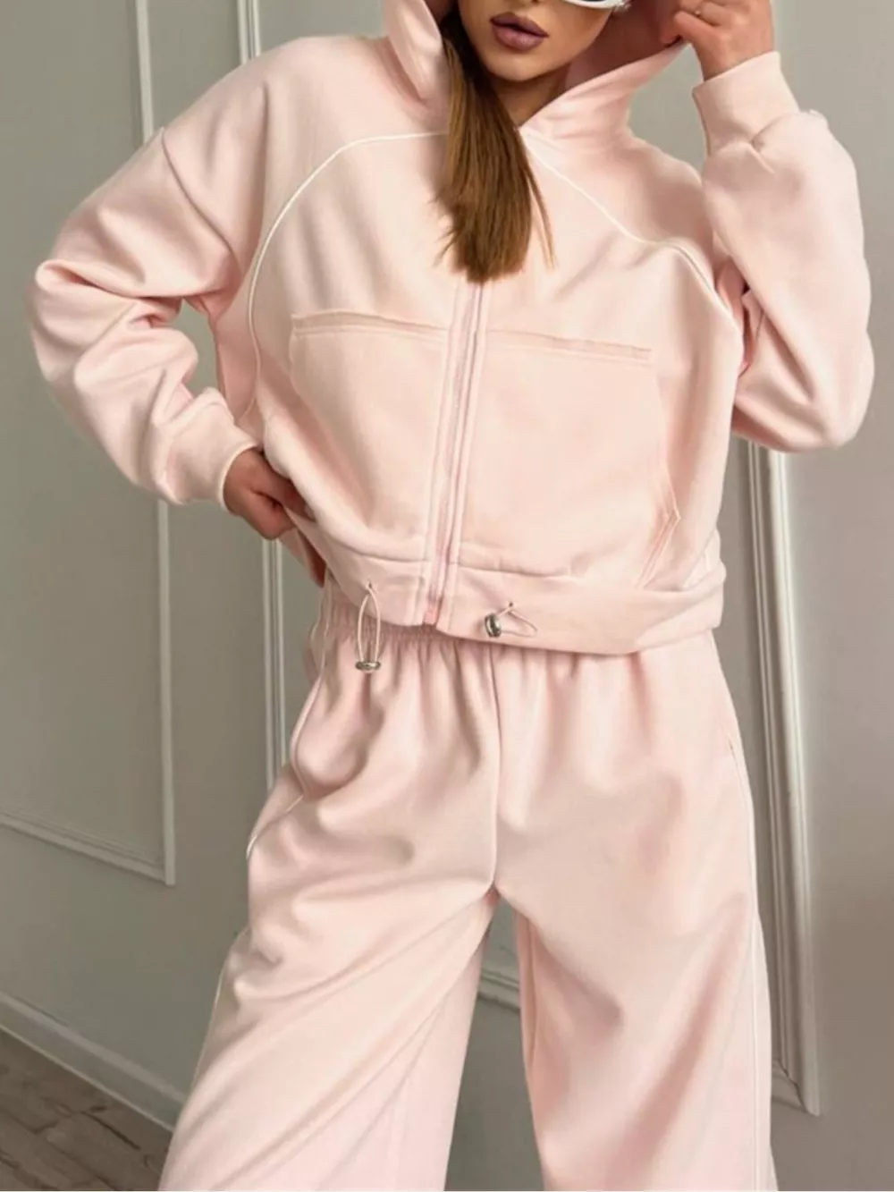 Fleece Zip-Up Hoodie and Joggers Set, image 3