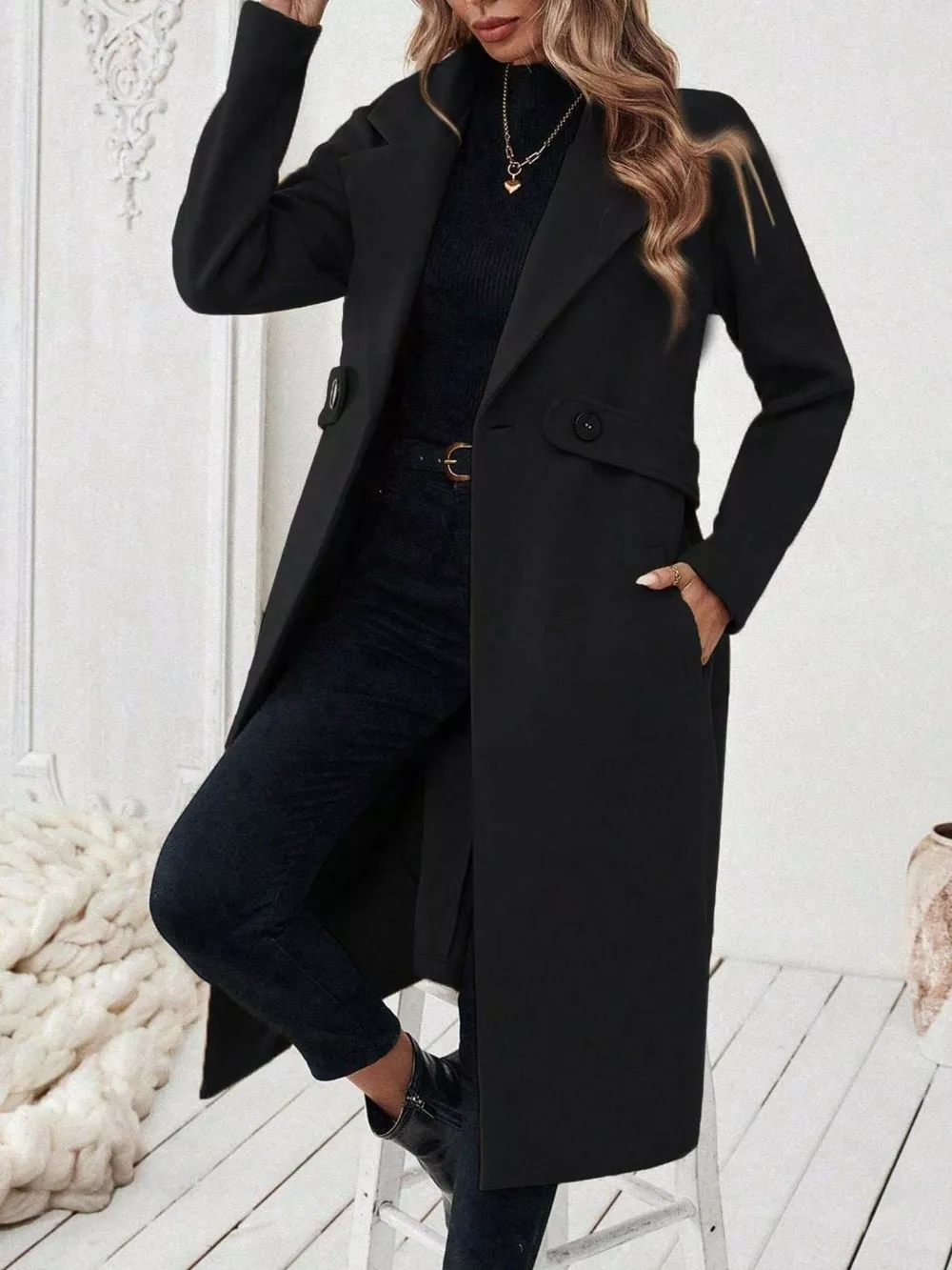 Single-Button Longline Coat, image 6