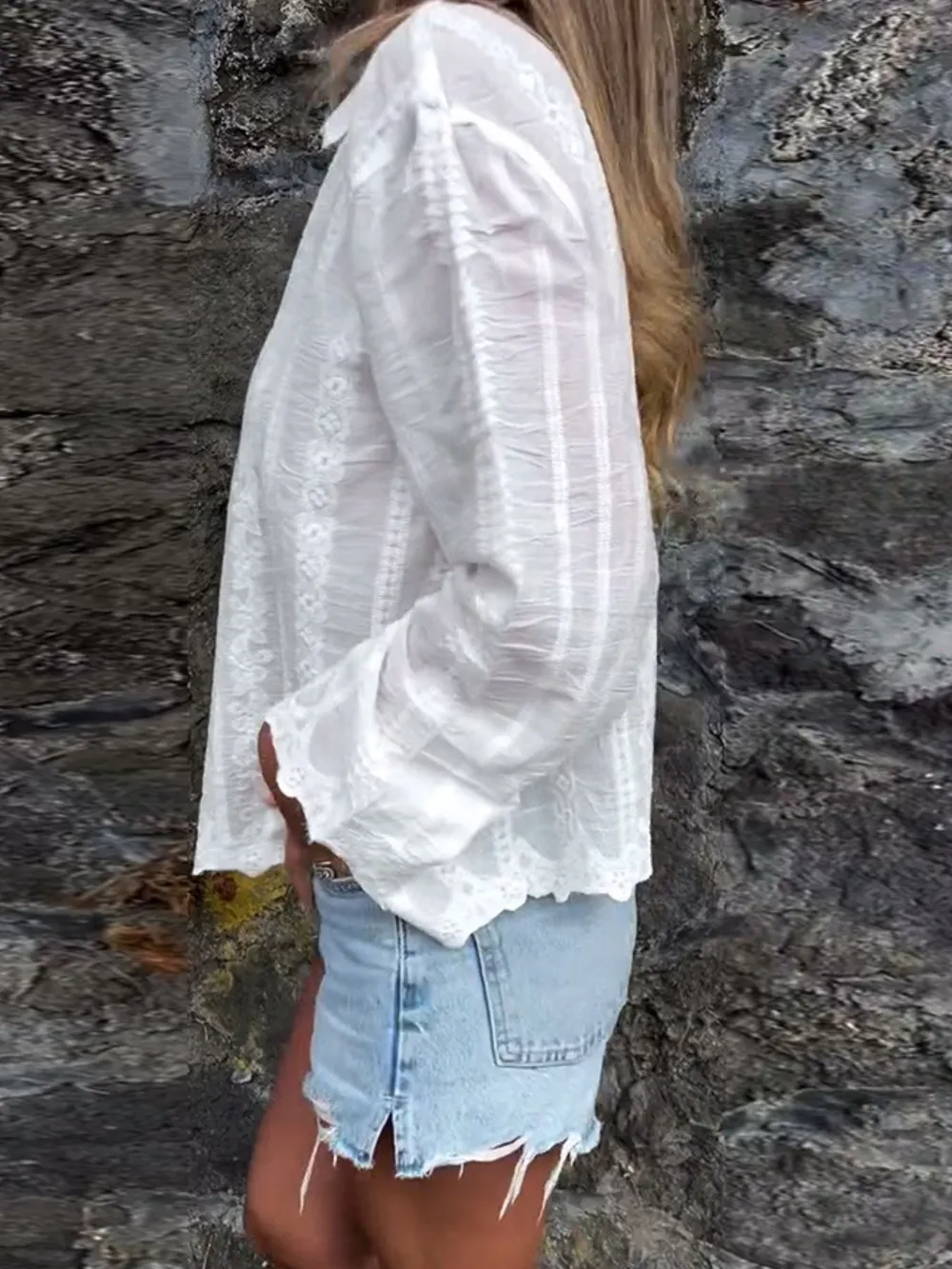 Floral Embroidered Button Down Shirt, image 4