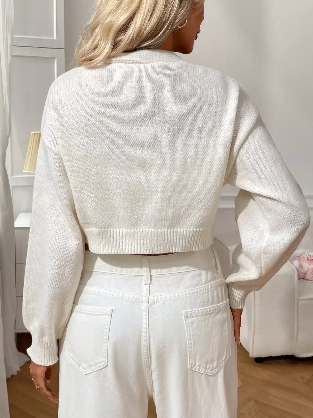 Strawberry Cropped Button-Up Cardigan, image 11