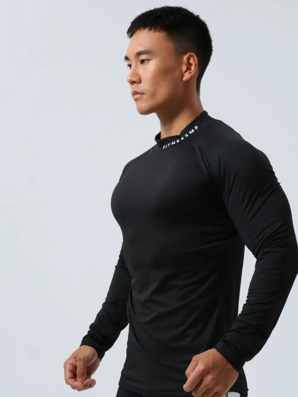 Men's Plus Size Mock Neck Long Sleeve T-Shirt, image 3