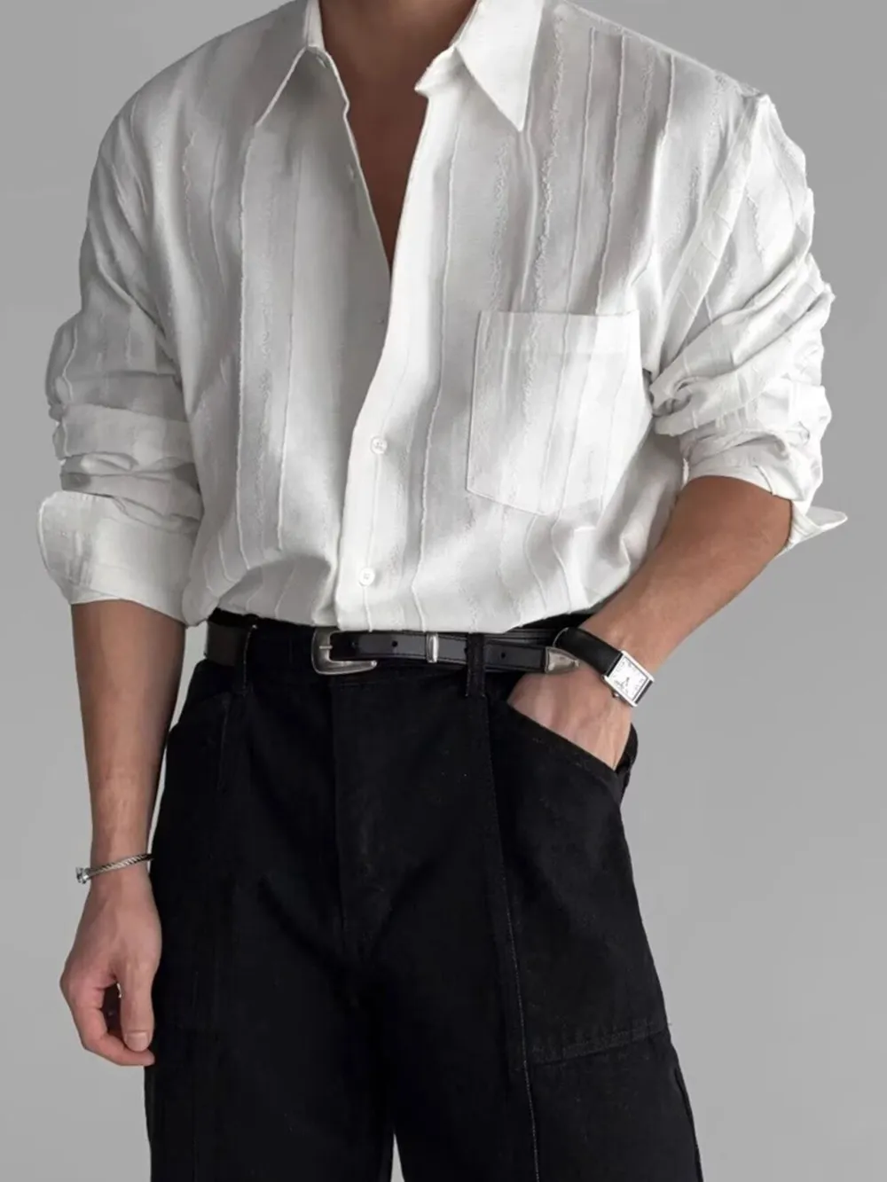 Men's Button Up Long Sleeve Shirt, image 3