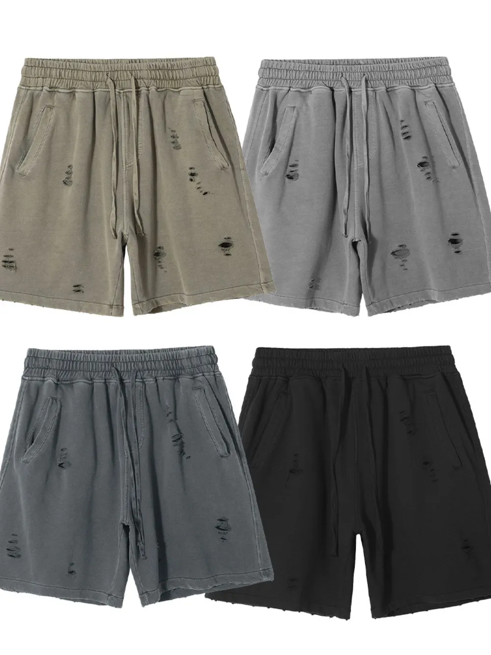 Men's Distressed Drawstring Shorts, image 5