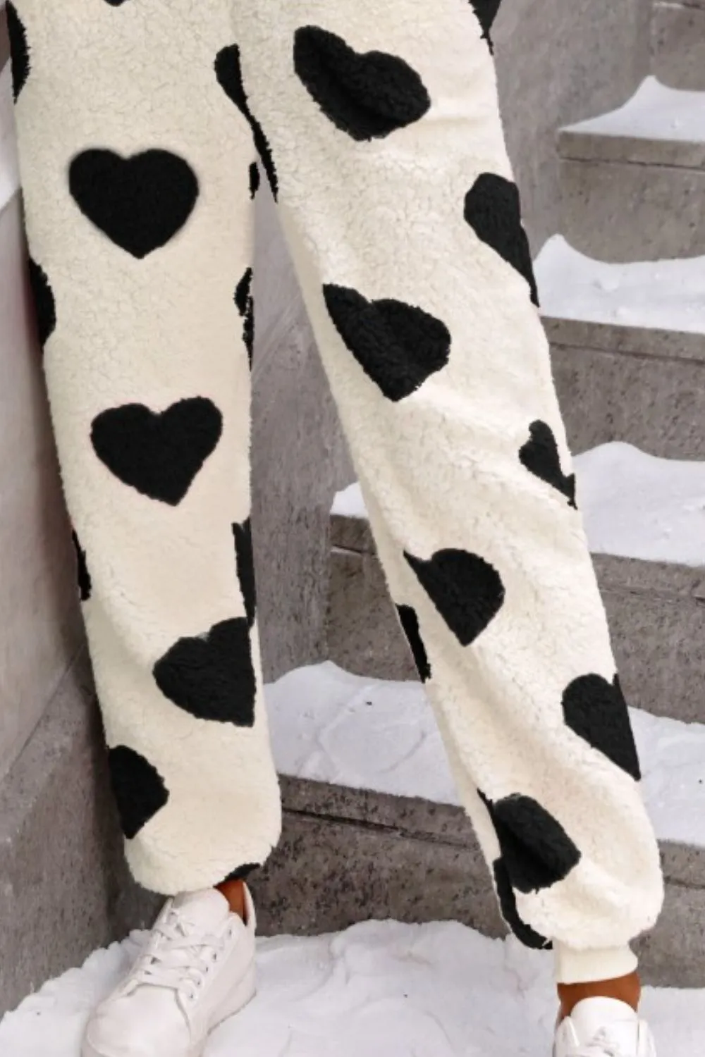 Fuzzy Heart Zip Up Hooded Lounge Jumpsuit, image 7