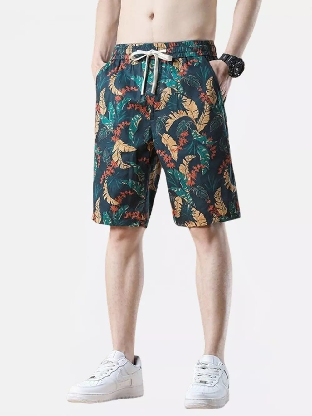 Men's Plus Size Drawstring Printed Loose Fit Shorts, image 4