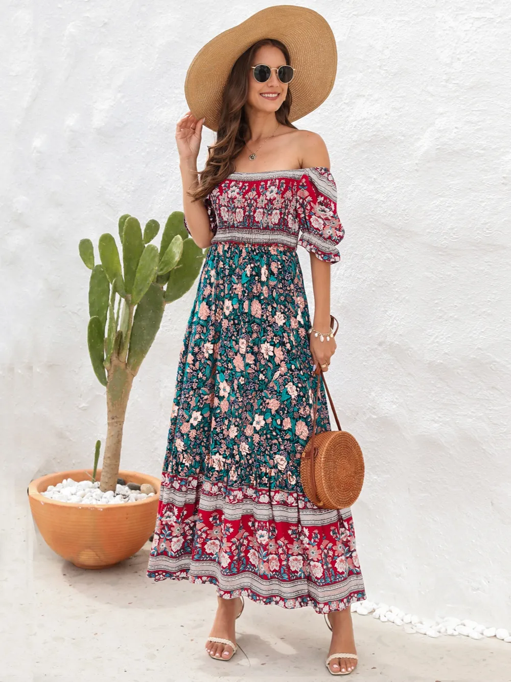 Floral Flounce Sleeve Midi Dress, image 7