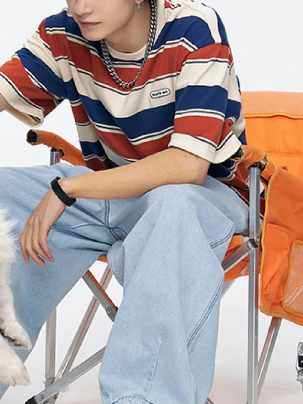 Men's Full Size Striped Round Neck Half Sleeve T-Shirt Plus Size, image 4