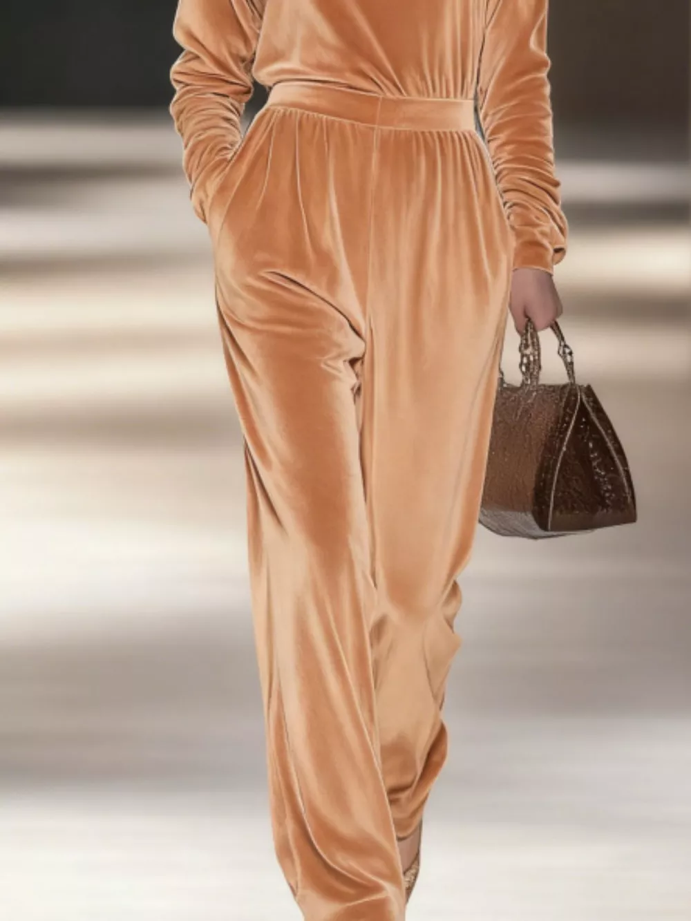 Full Size Velvet Turtleneck Long Sleeve Top and Wide-Leg Pants Set Plus Size, image 15