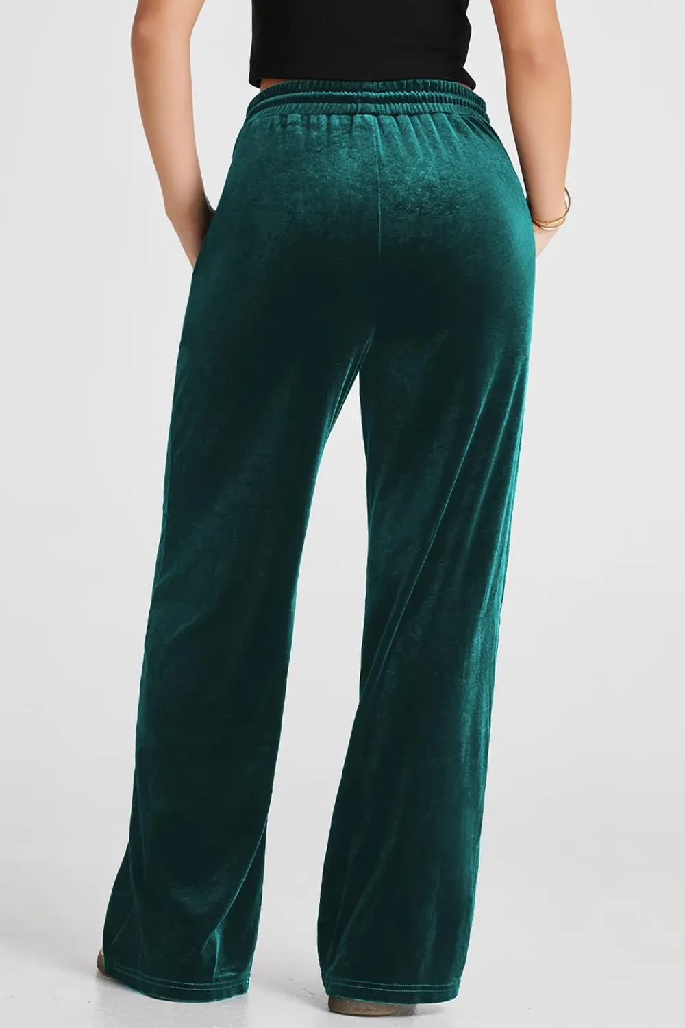 Drawstring Elastic Waist Straight Leg Pants, image 4