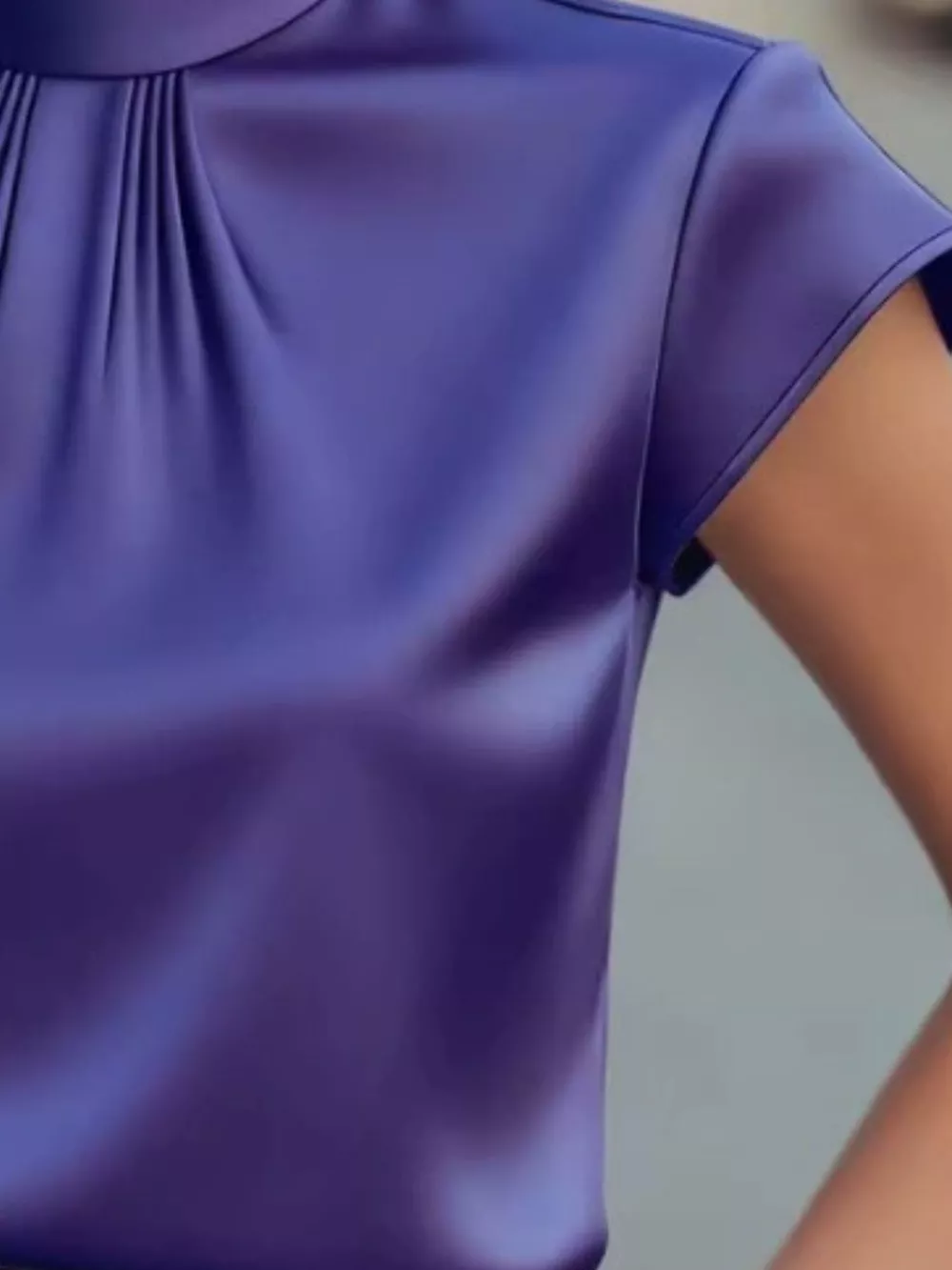 High Neck Cap Sleeve Satin Blouse, image 4