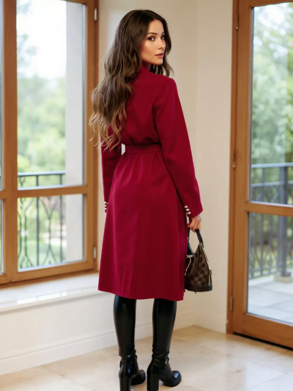 Double-Breasted Tie Waist Overcoat, image 8