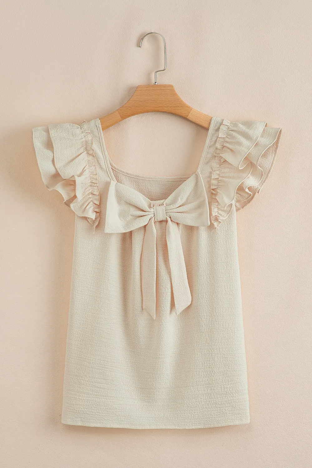 Bow Back Ruffled Cap Sleeve Blouse, image 4