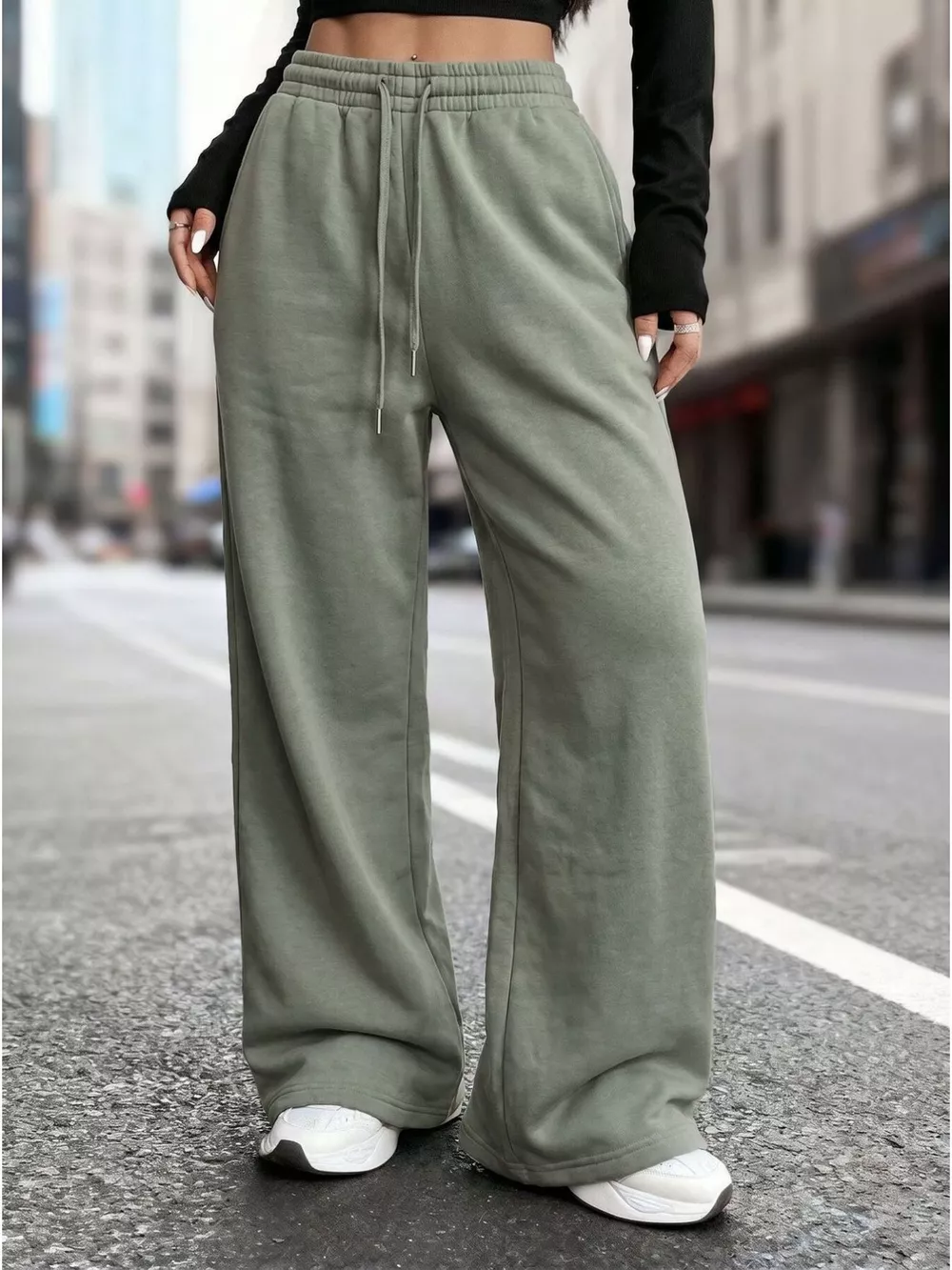 High-Waisted Wide-Leg Sweatpants