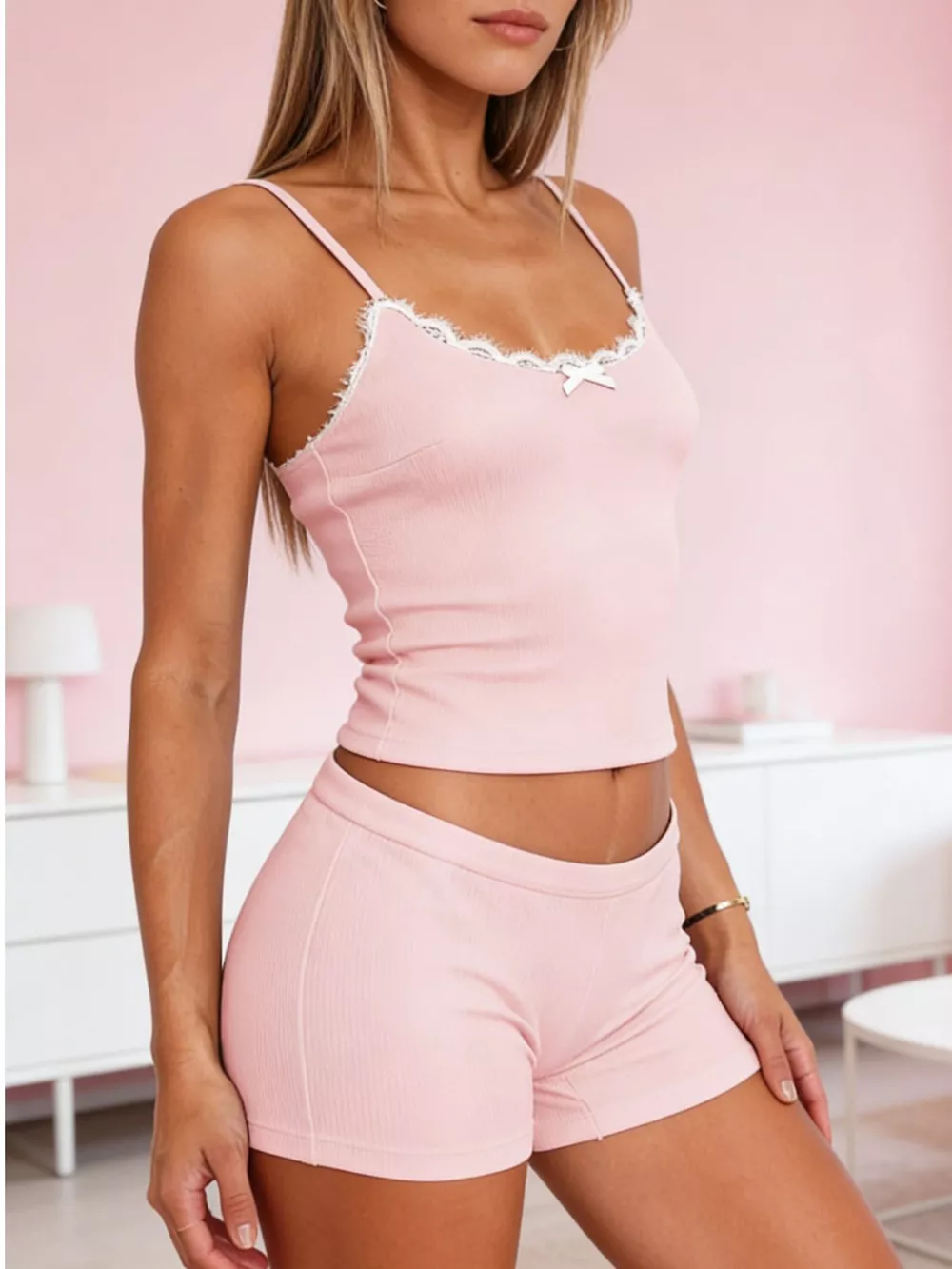 Contrast Trim Cami and Shorts Set, image 11