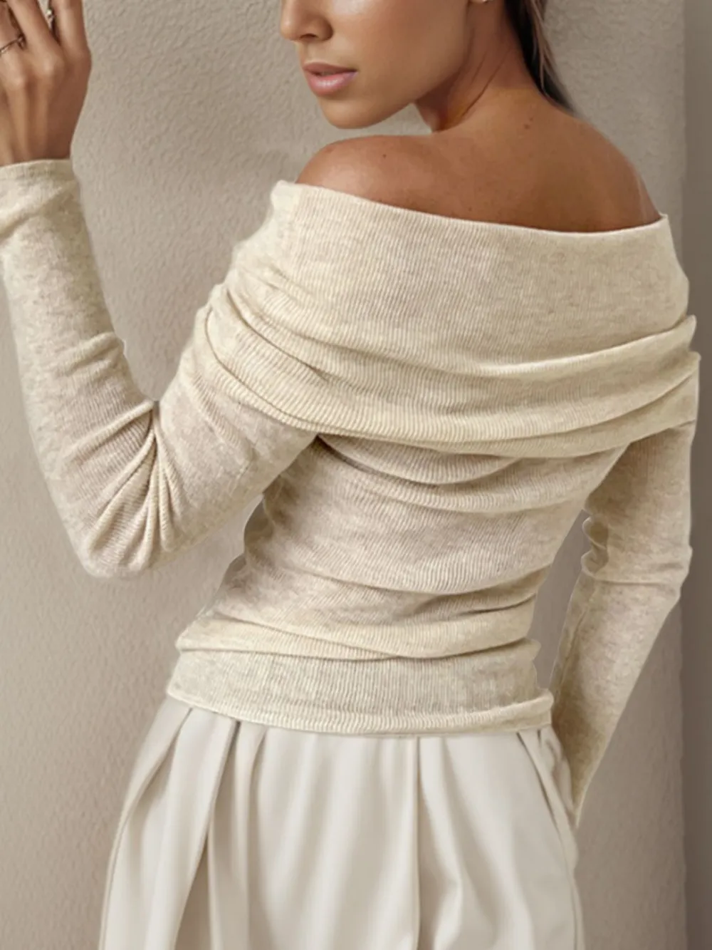 Off-Shoulder Long Sleeve Sweater, image 6