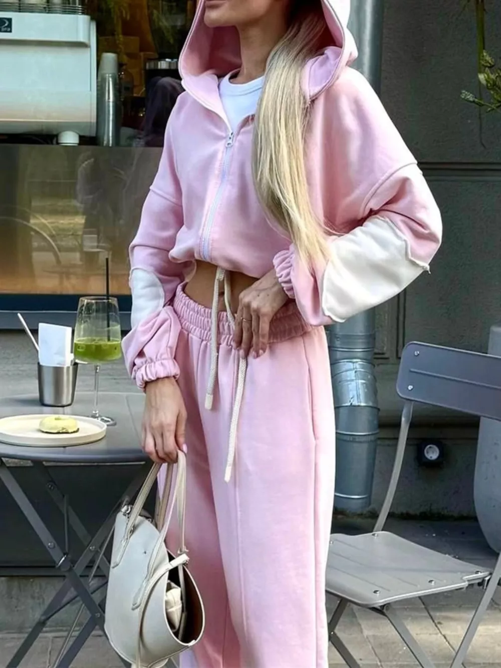 Zip Up Hoodie and Wide-Leg Pants Set, image 20