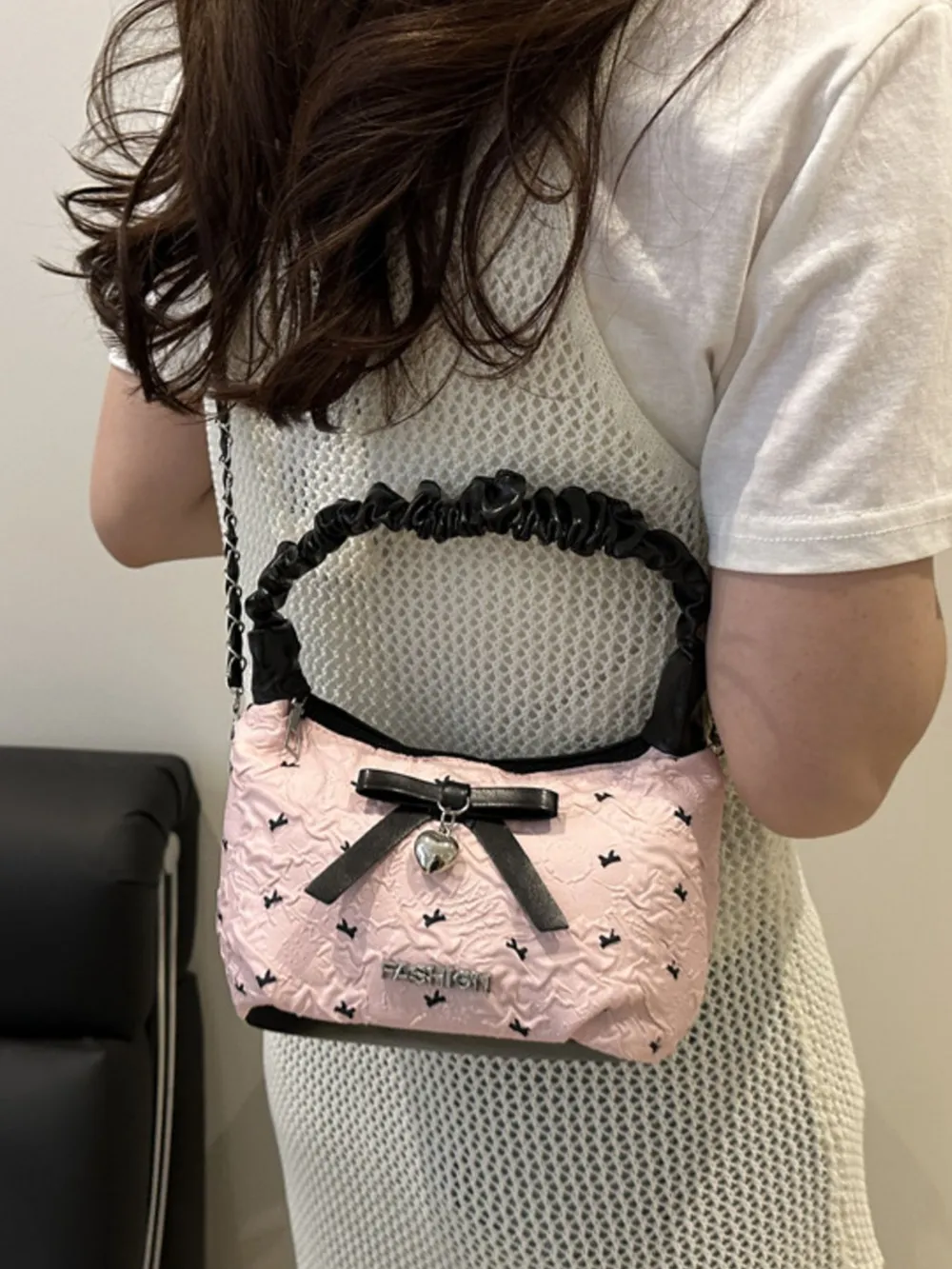 Bow Ruched Strap Crossbody Bag, image 3