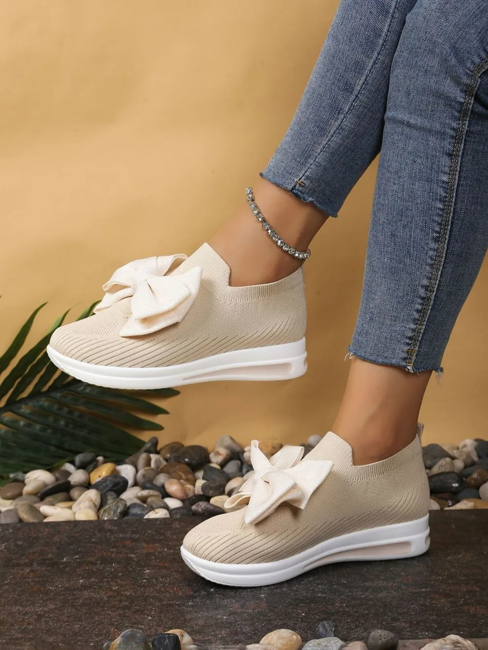 Bow-Tie Knit Slip-On Sneakers, image 2