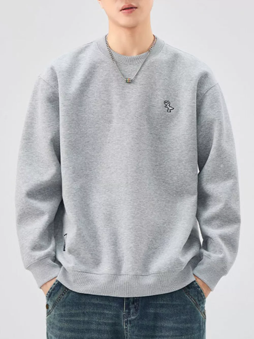 Men's Plus Size Round Neck Long Sleeve Sweatshirt, image 3