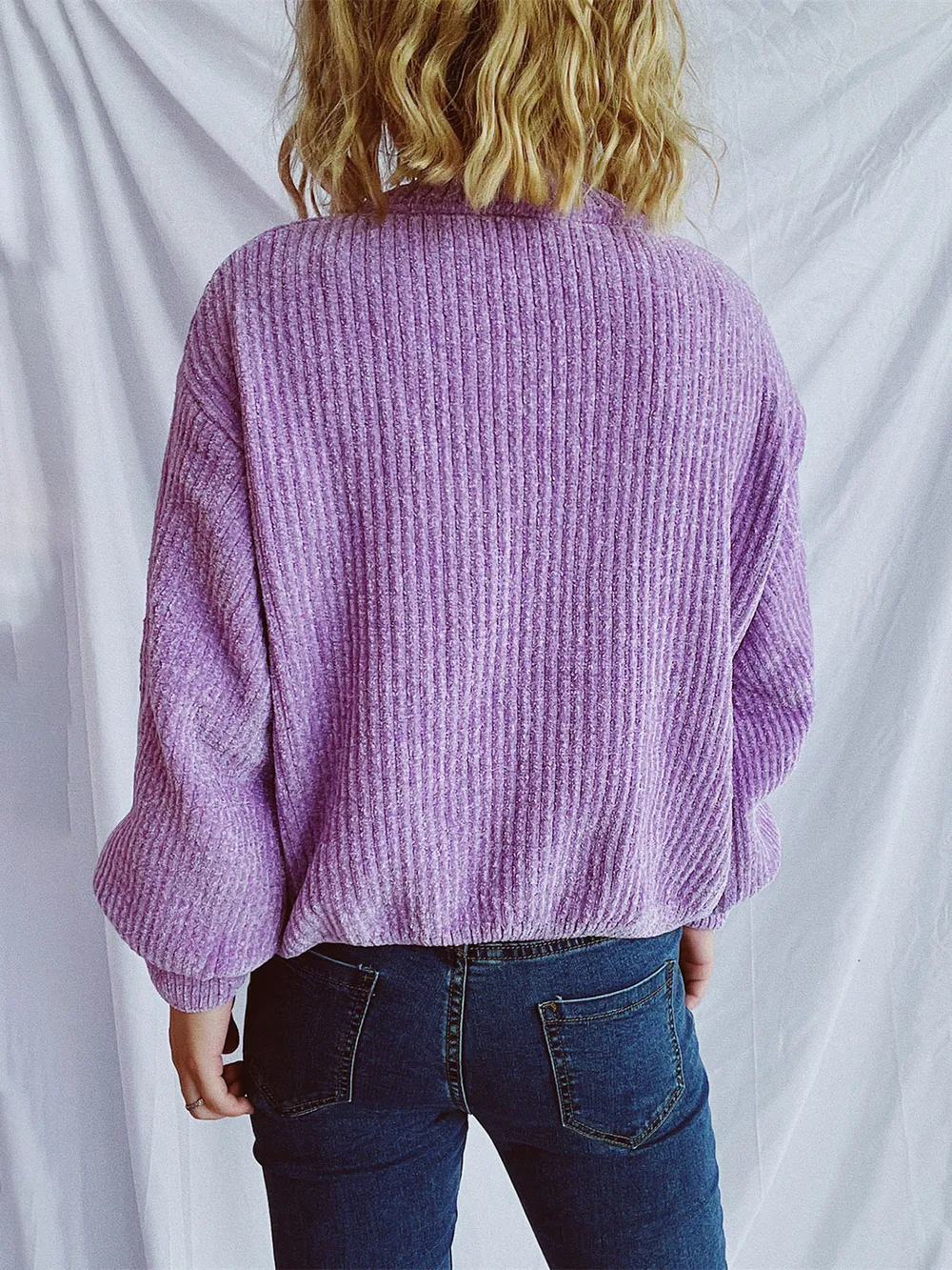 Round Neck Dropped Shoulder Long Sleeve Sweater, image 20