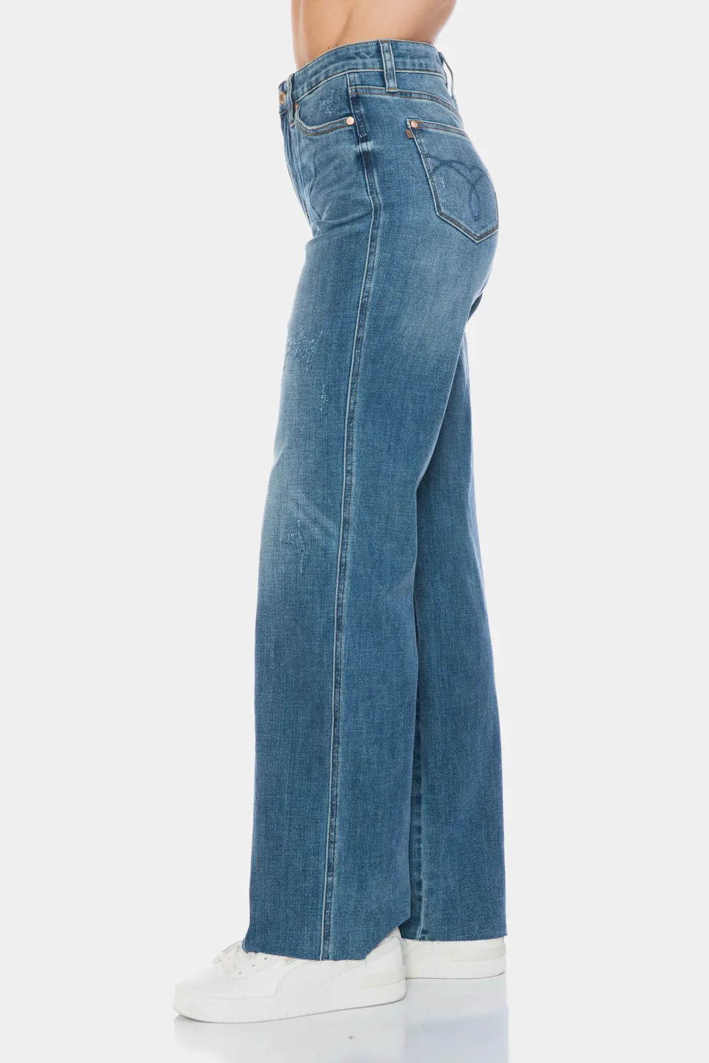 Full Size Tummy Control Cut Raw Hem Straight Jeans, image 3