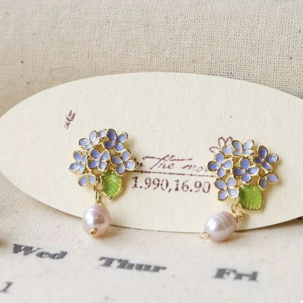 Flower Pearl Drop Earrings, image 4