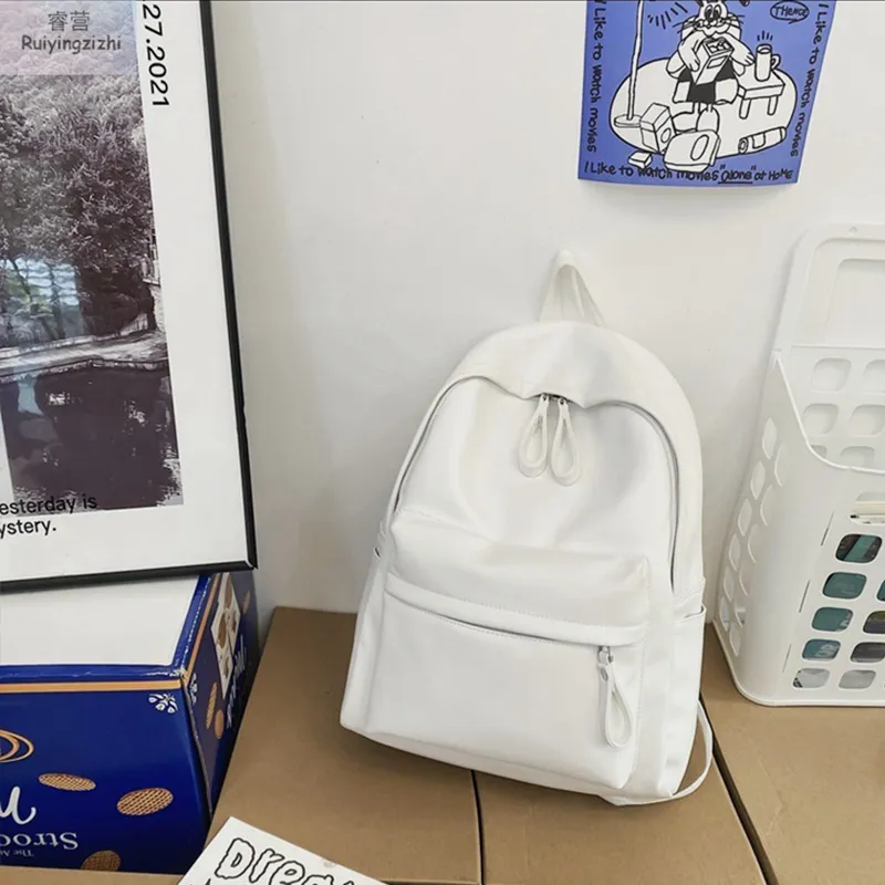 PU Leather Zip Backpack Bag, image 15