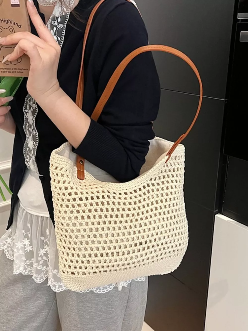 Crochet Knit Shoulder Bag, image 9