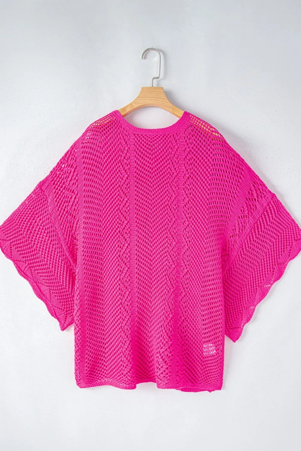 Scallop Edge Half Sleeve Pointelle Knit Top, image 13