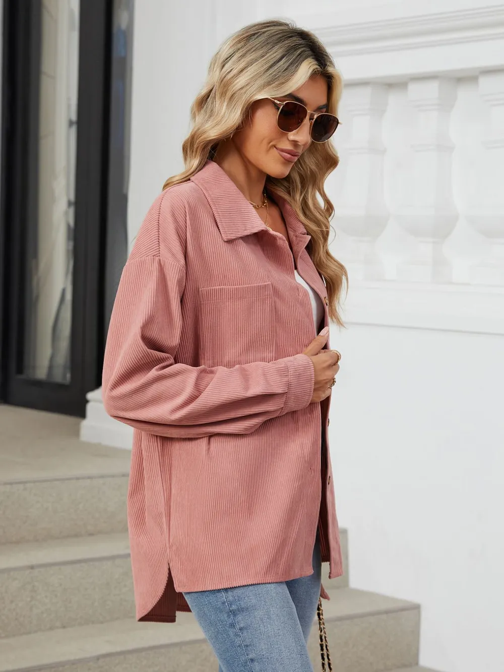 Button Up Long Sleeve Shirt with Breast Pockets, image 6