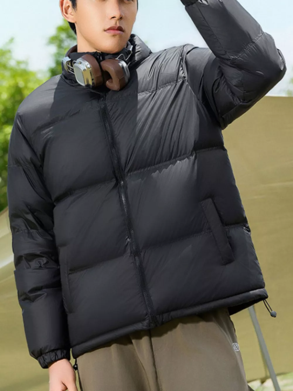 Men's Full Size Lightweight Packable Zip Up Puffer Jacket Plus Size, image 2