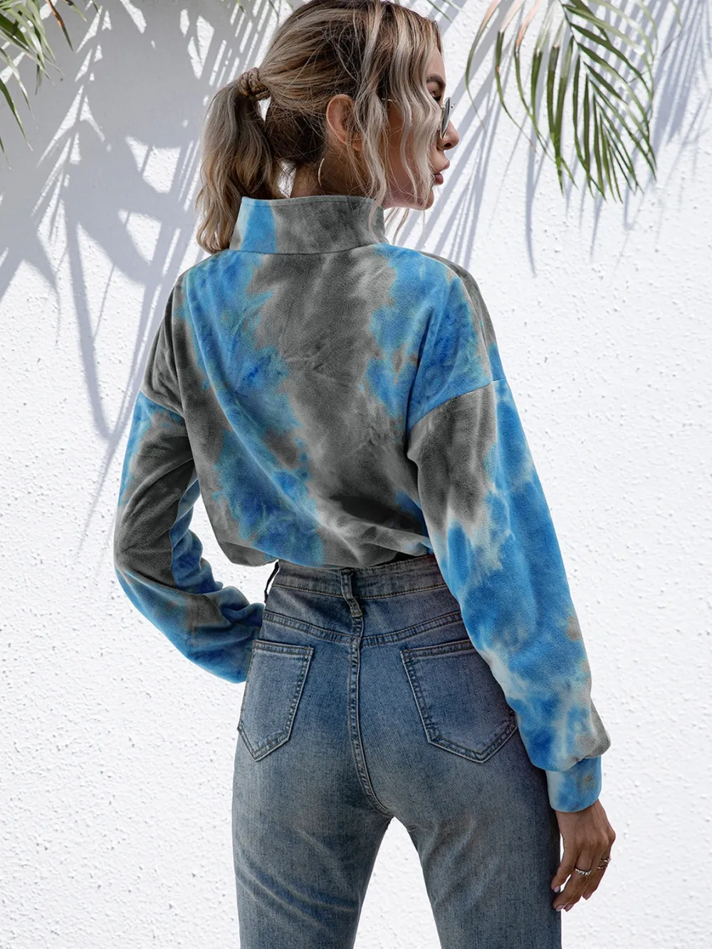 Tie-Dye Quarter Zip Dropped Shoulder Sweatshirt, image 13