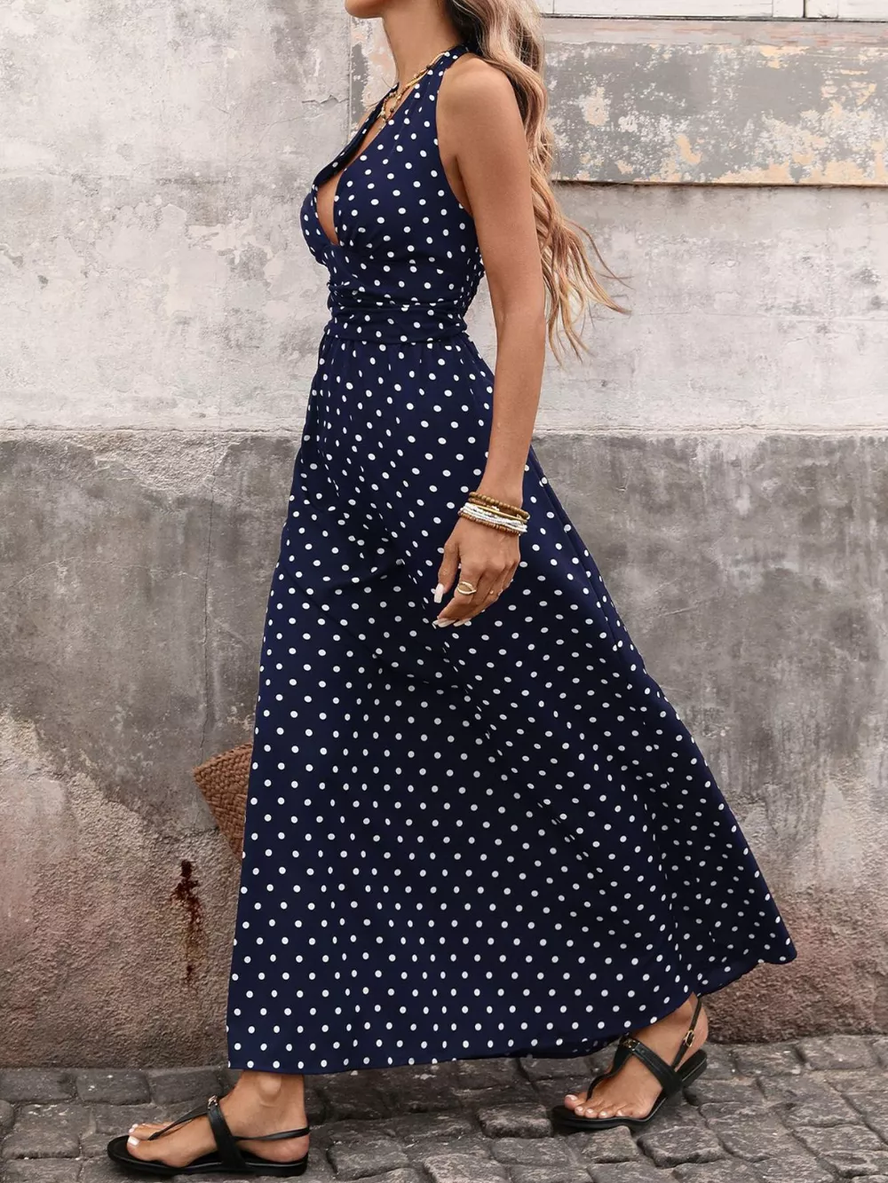 Polka Dot Halter Neck Maxi Dress, image 9