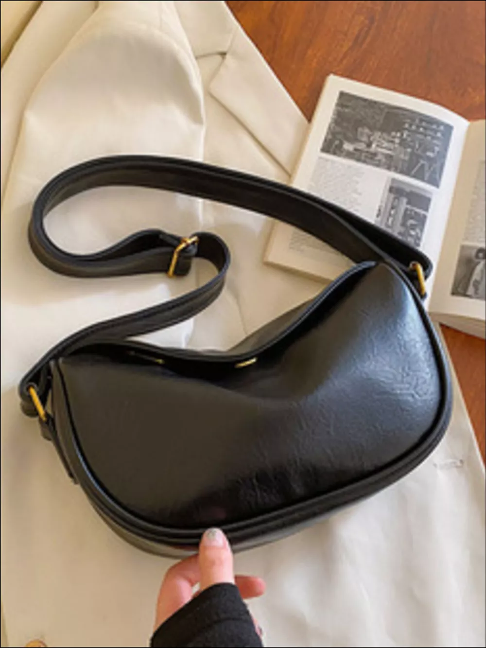 Minimalist Style Leather Crossbody Bag, image 7