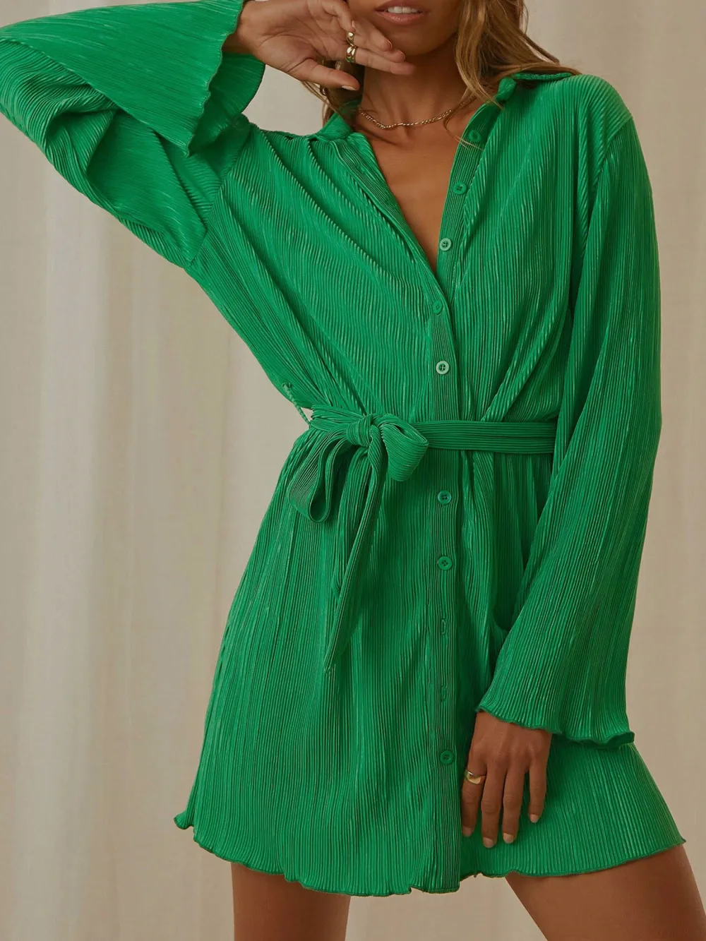 Printed Long Sleeve Mini Dress, image 14