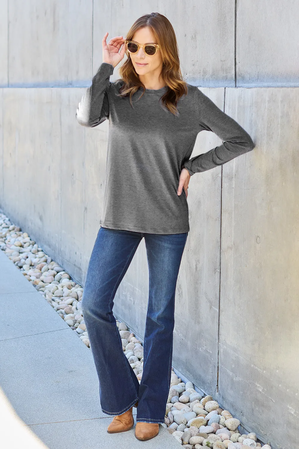 Full Size Round Neck Long Sleeve Top, image 12