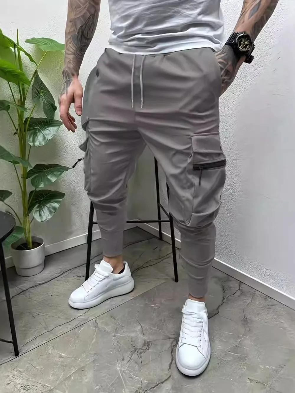 Men's Full Size Drawstring Pants with Pockets Plus Size, image 4